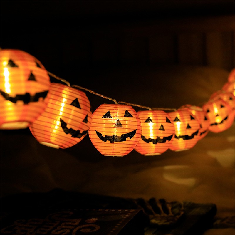 10-LED Halloween Pumpkin Curtain String Lights – Hanging Fairy Lantern for Party, Home, Window & Room Décor