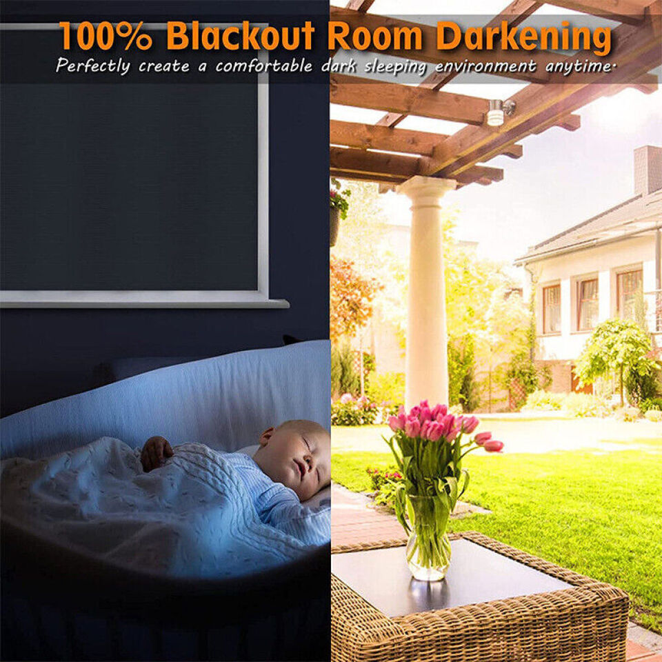 Portable Blackout Blind Window Thermal Insulated Kitchen Curtains Stick On DIY