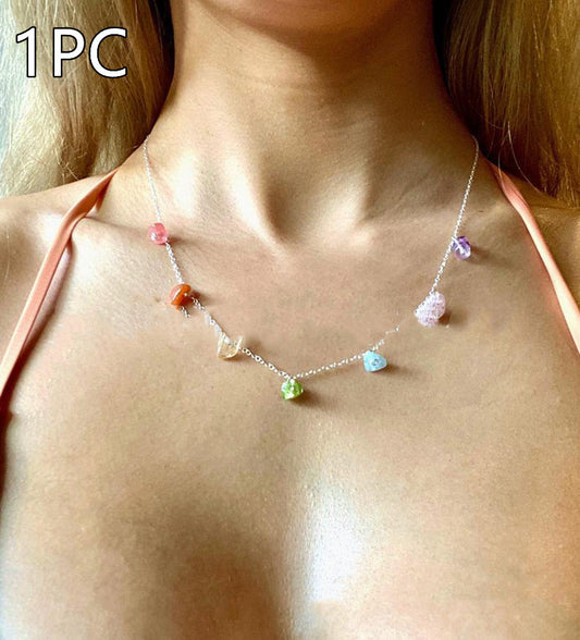 Seven Chakra Natural Crystal Necklace – Healing Energy Pendant Jewelry