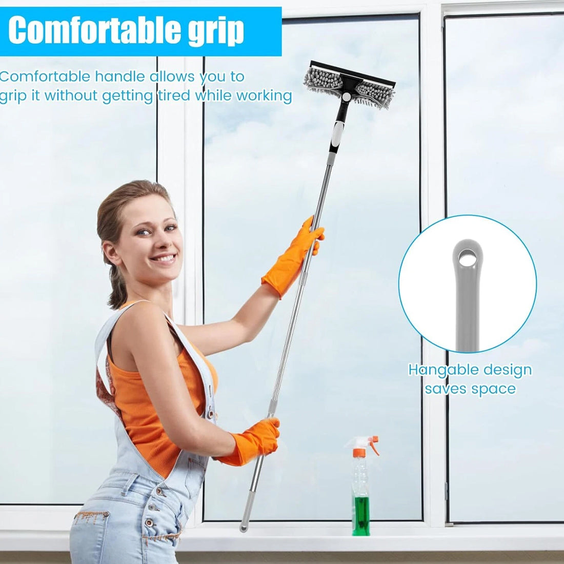 Telescopic Extendable Window Cleaner Equipment Glass Cleaning 4.5m Squeegee